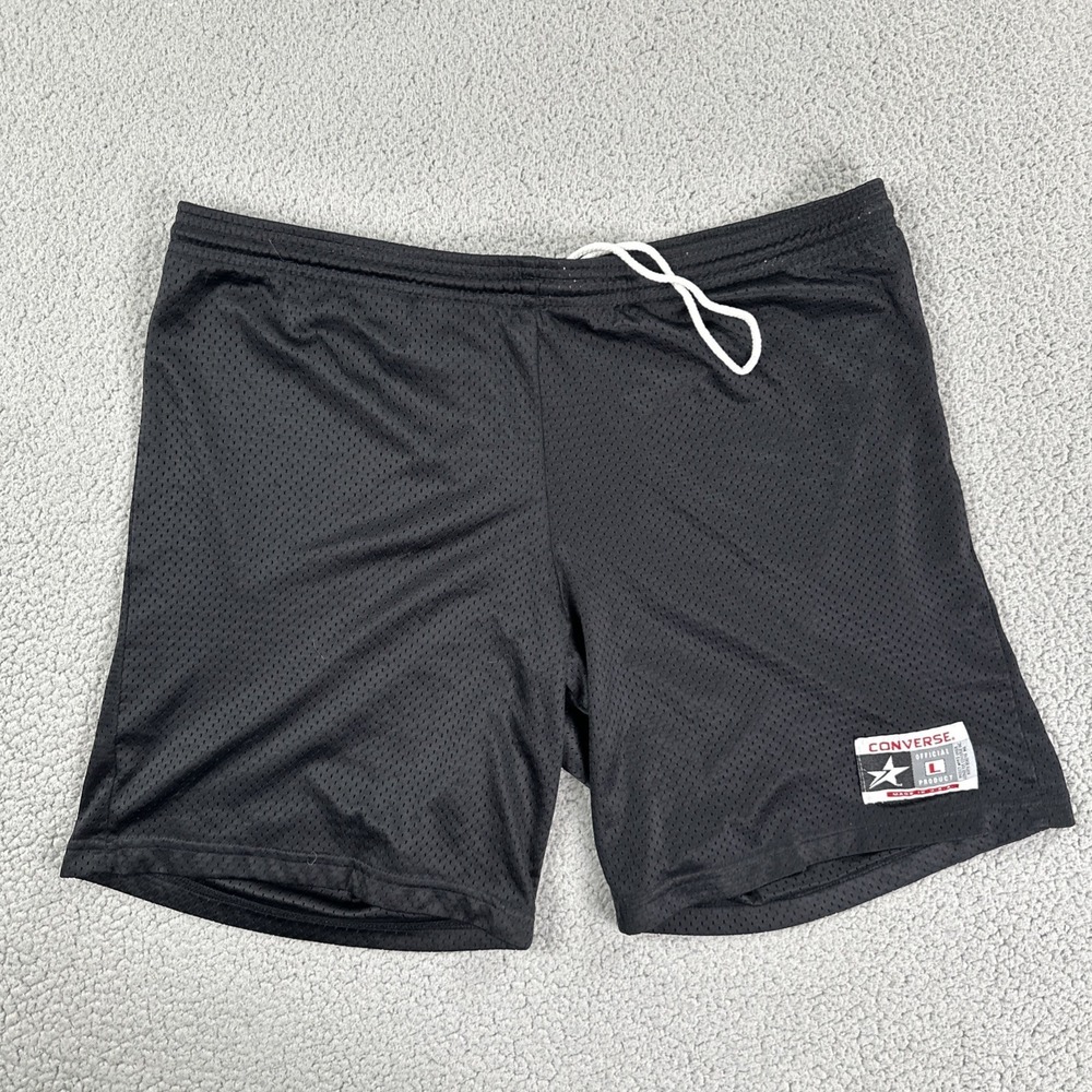 VTG Converse Mesh Basketball Shorts Men Large Black 8" Inseam Made in USA